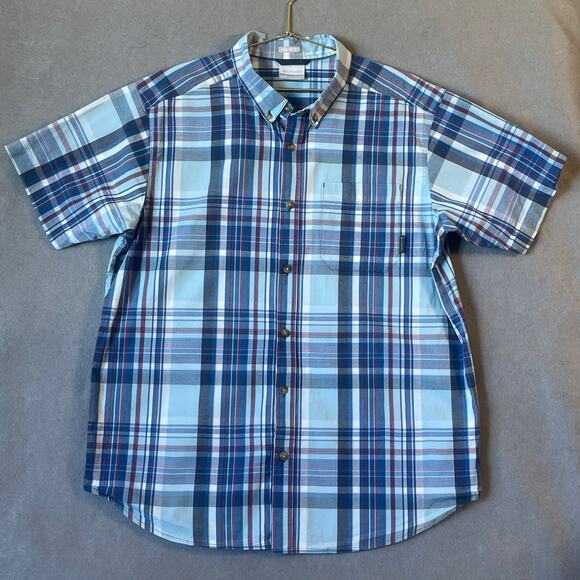Columbia Mens Regular Fit Short Sleeve Plaid Button Up Shirt Size Large - Picture 1 of 6